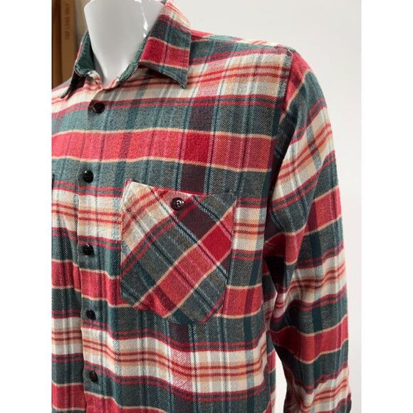 Vintage Red & Green Plaid Button-Up Shirt With Dual Chest Pockets Long Sleeves A - Picture 3 of 16
